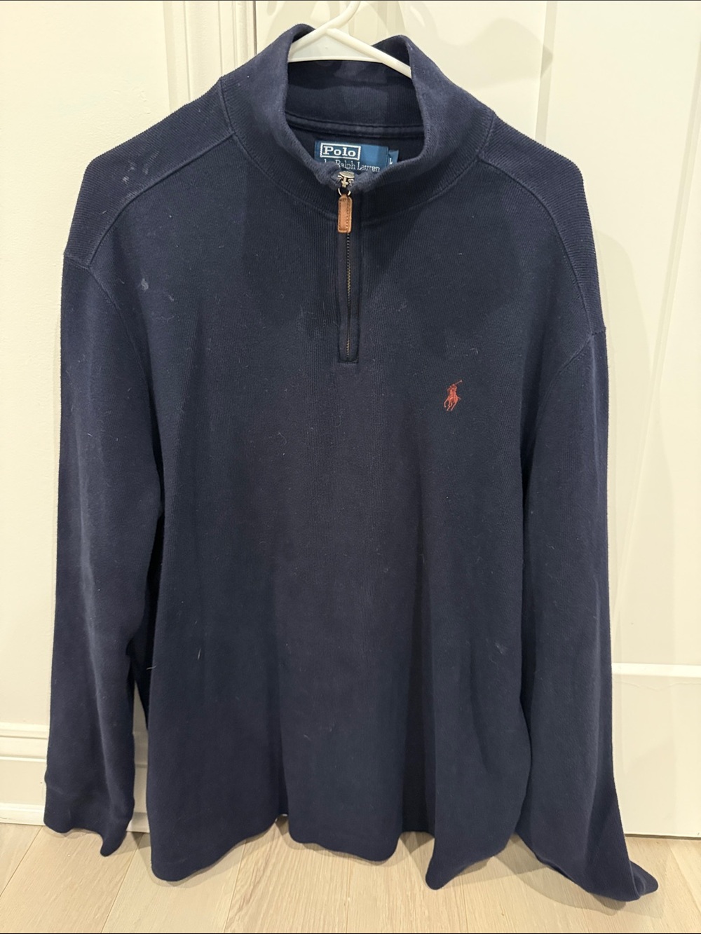 Polo by Ralph Lauren Navy Half-Zip Sweater with Red Pony